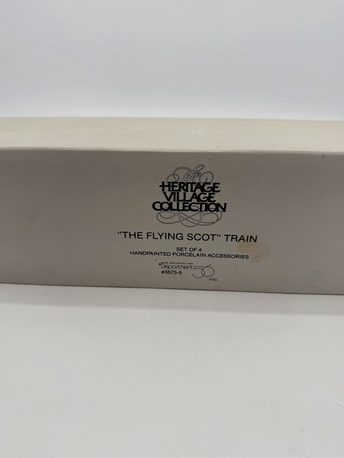 Original Department 56 retail box - The Heritage Village Collection, The Flying Scot Train, set of 4 handpainted porcelain accessories, 5573-5