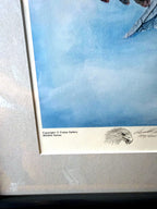 Gerald Fraize Screaming Eagle signed and numbered print, 199 of 500 — close-up of the lower margin — copyright line, eagle-head remarque and pencil signature