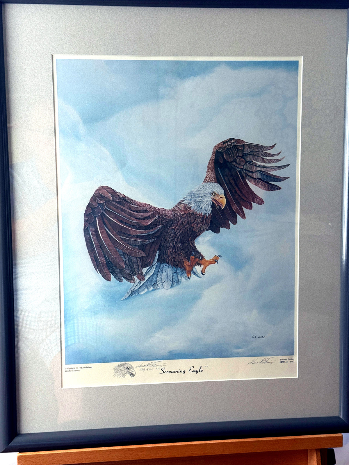 Gerald Fraize Screaming Eagle signed and numbered print, 199 of 500 — front view, close crop