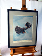 Gerald Fraize Screaming Eagle signed and numbered print, 199 of 500 — front view on an easel