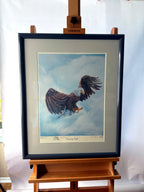 Gerald Fraize Screaming Eagle signed and numbered print, 199 of 500 — front view on an easel