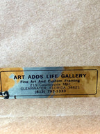 Gerald Fraize Screaming Eagle signed and numbered print, 199 of 500 — the back label of the Art Adds Life Gallery, Clearwater, Florida