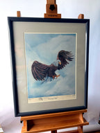 Gerald Fraize Screaming Eagle signed and numbered print, 199 of 500 — front view on an easel
