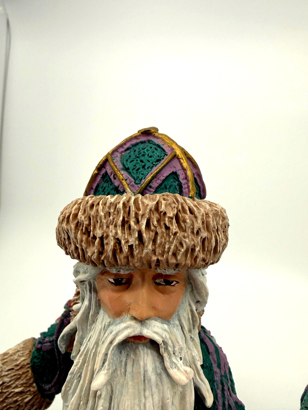 Detail: Grandfather Frost face and fur hat (enhanced)