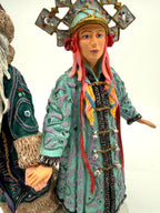 Snowmaiden front detail, jeweled headdress and aqua coat (enhanced)