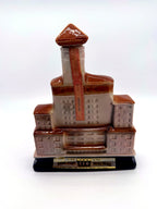 1968 Jim Beam Broadmoor decanter, front view showing architectural window detail and front surface marks