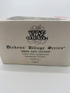 Department 56 Green Gate Cottage – original box end: Heritage Village Collection, item 5586-7, made in Taiwan for Department 56