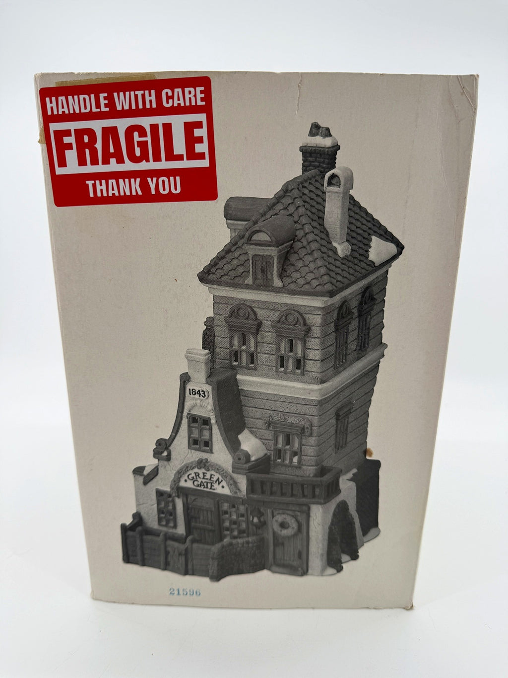 Department 56 Green Gate Cottage – original box front with the edition number 21596 stamped below the artwork