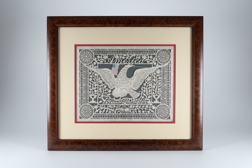 1992 Eavenson America framed scherenschnitte cut-paper folk art