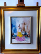 1985 signed impasto figural paintings on canvas — framed pair — the water-carrier painting, front view