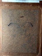 1985 signed impasto figural paintings on canvas — framed pair — the board back of the first frame, second view