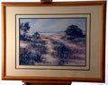 Jacqueline Penney ‘Sunday Sail’ vintage coastal print, 43-inch framed — front view in its natural wood frame with cream double matting