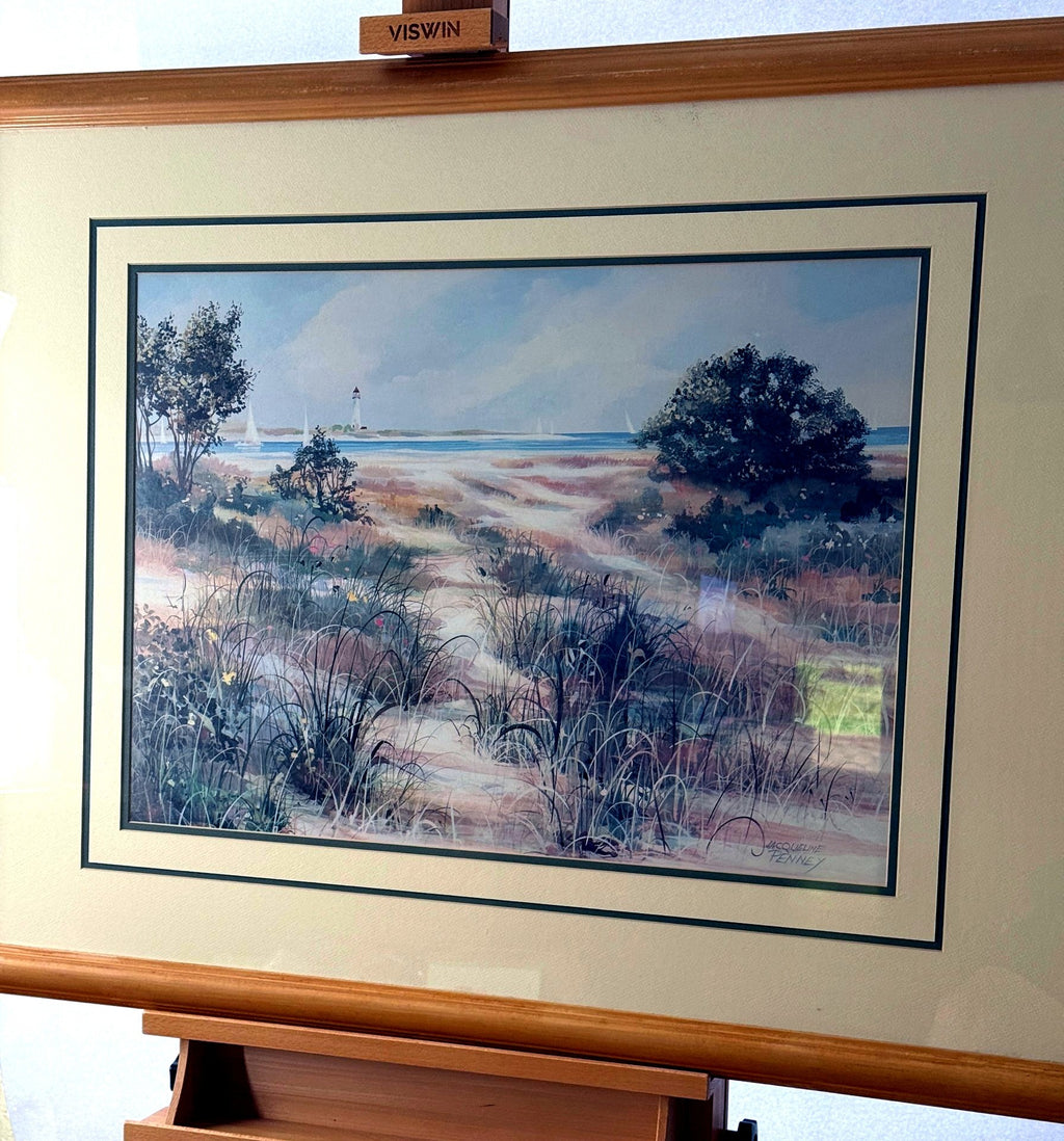 Jacqueline Penney ‘Sunday Sail’ vintage coastal print, 43-inch framed — front view