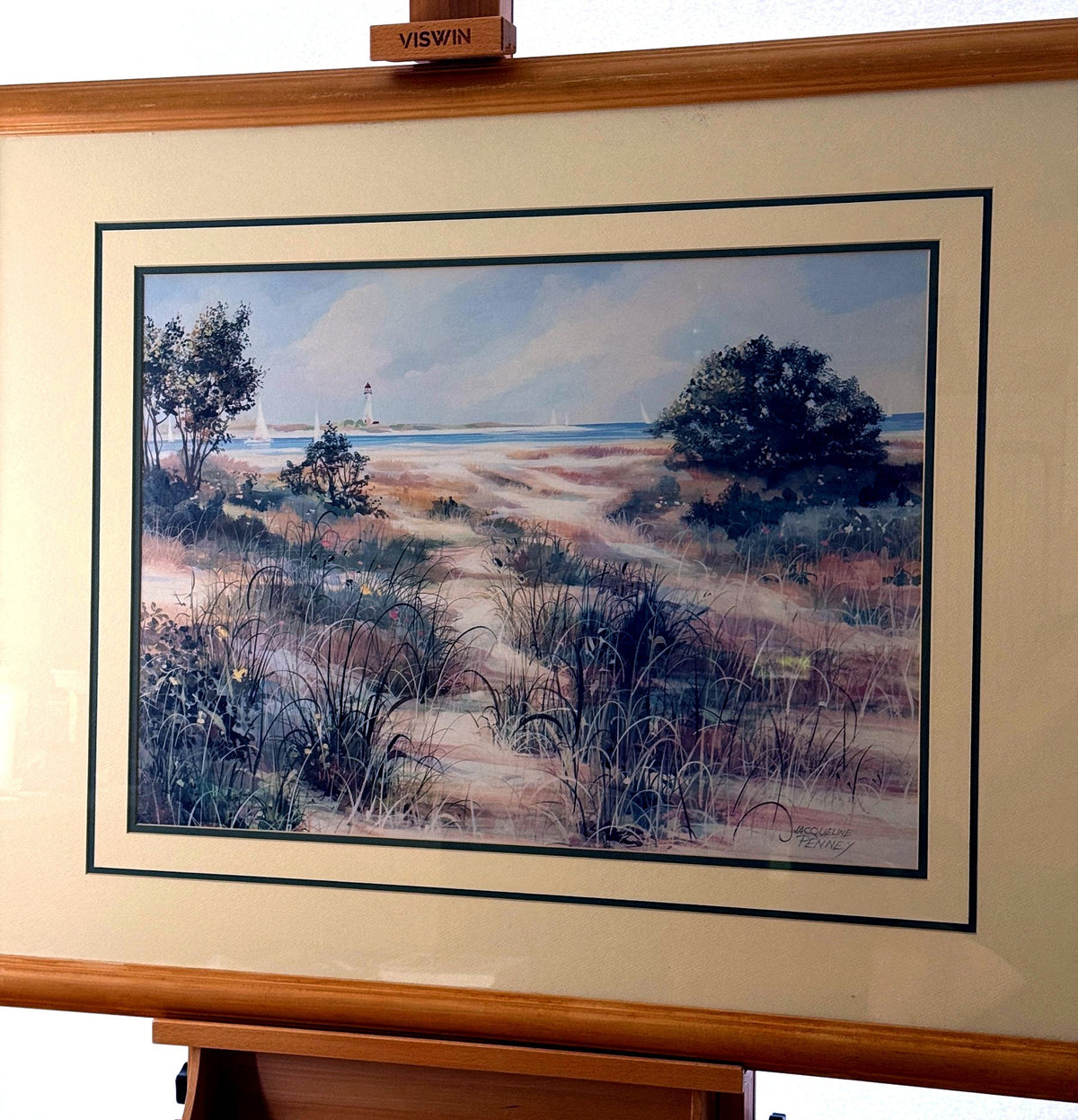 Jacqueline Penney ‘Sunday Sail’ vintage coastal print, 43-inch framed — front view
