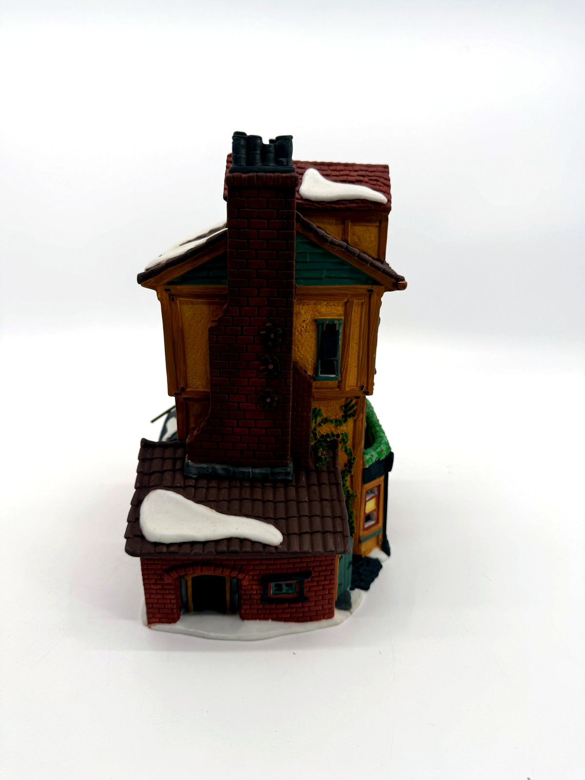 Department 56 Dickens' Village J. Lytes Coal Merchant, chimney side view from farther back with the brick coal annex