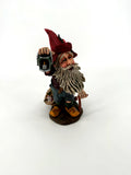 Julenisse figurine front view holding raised lantern with candle