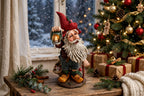 Julenisse beside a decorated Christmas tree with wrapped gifts - styled display scene