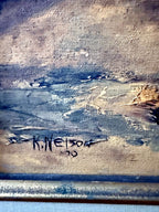 Close-up of the artist’s signature — K. Nelson, dated ’70, lower left