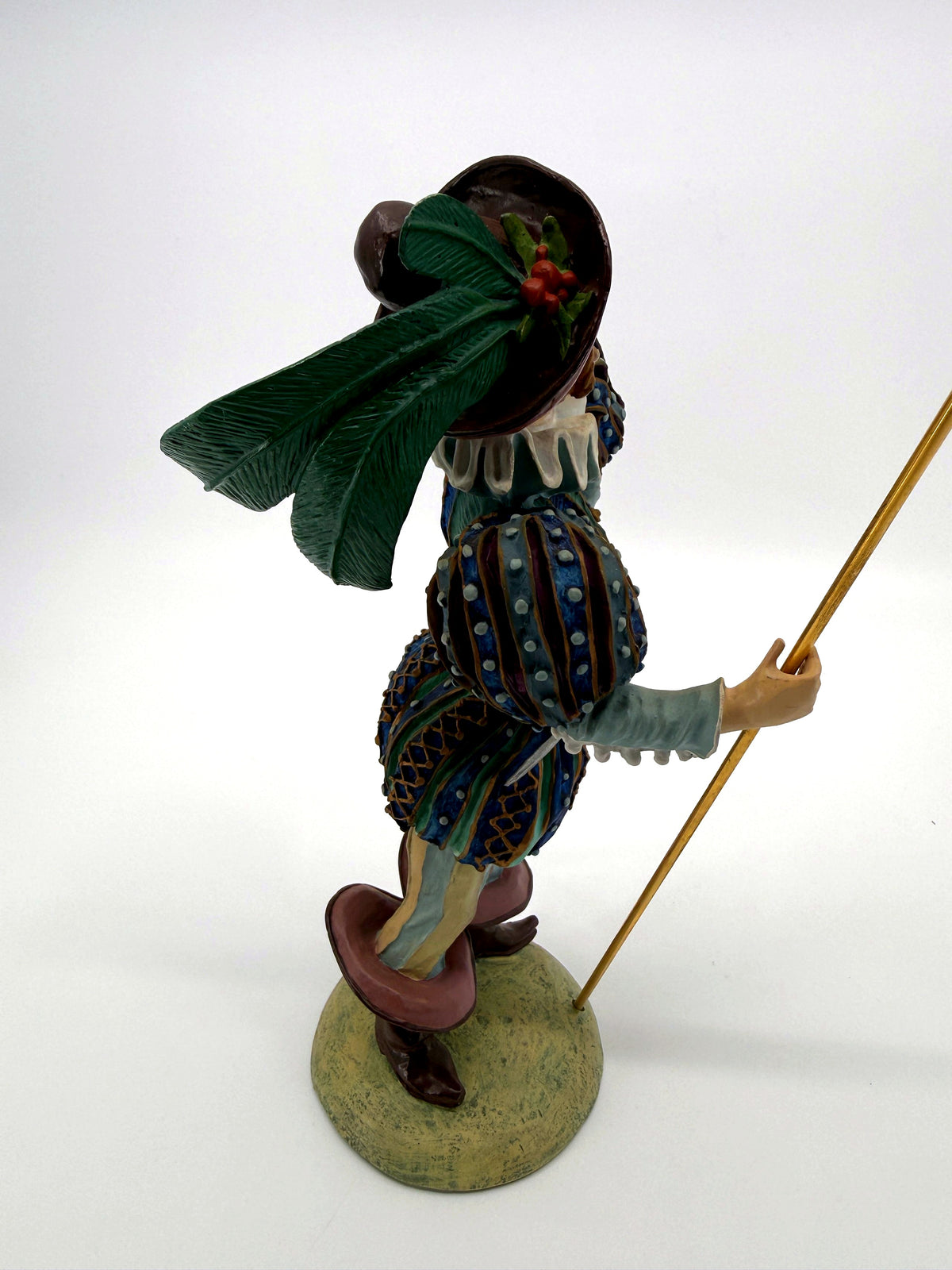 Lord of Misrule back and side view, feathered hat with holly (enhanced)