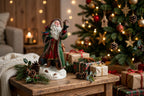 Santa's Choir on a side table beside a decorated Christmas tree with wrapped gifts (styled display inspiration)