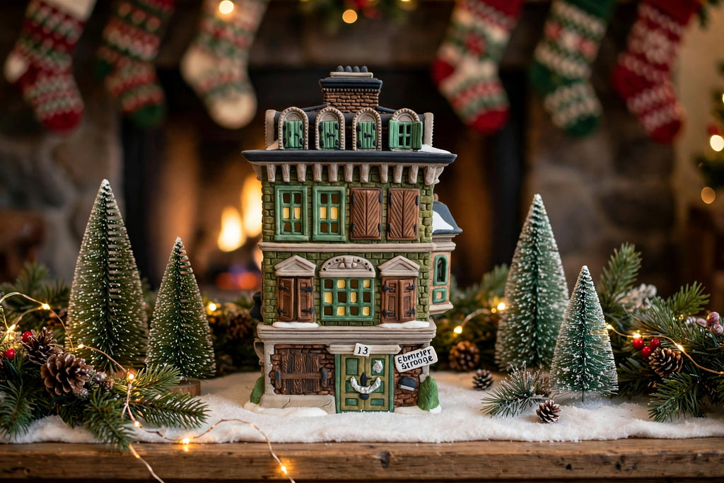 The Flat of Ebenezer Scrooge displayed on a Christmas mantel (styled display inspiration)
