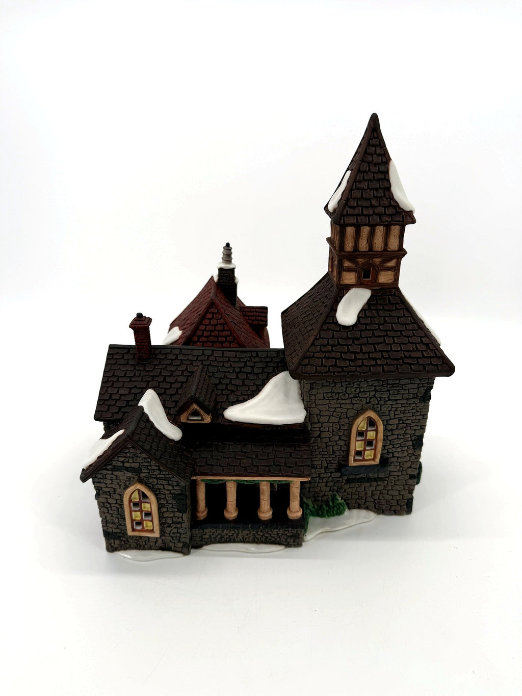 Department 56 Dickens' Village The Olde Camden Town Church 1996 #58346 – side view with columned porch