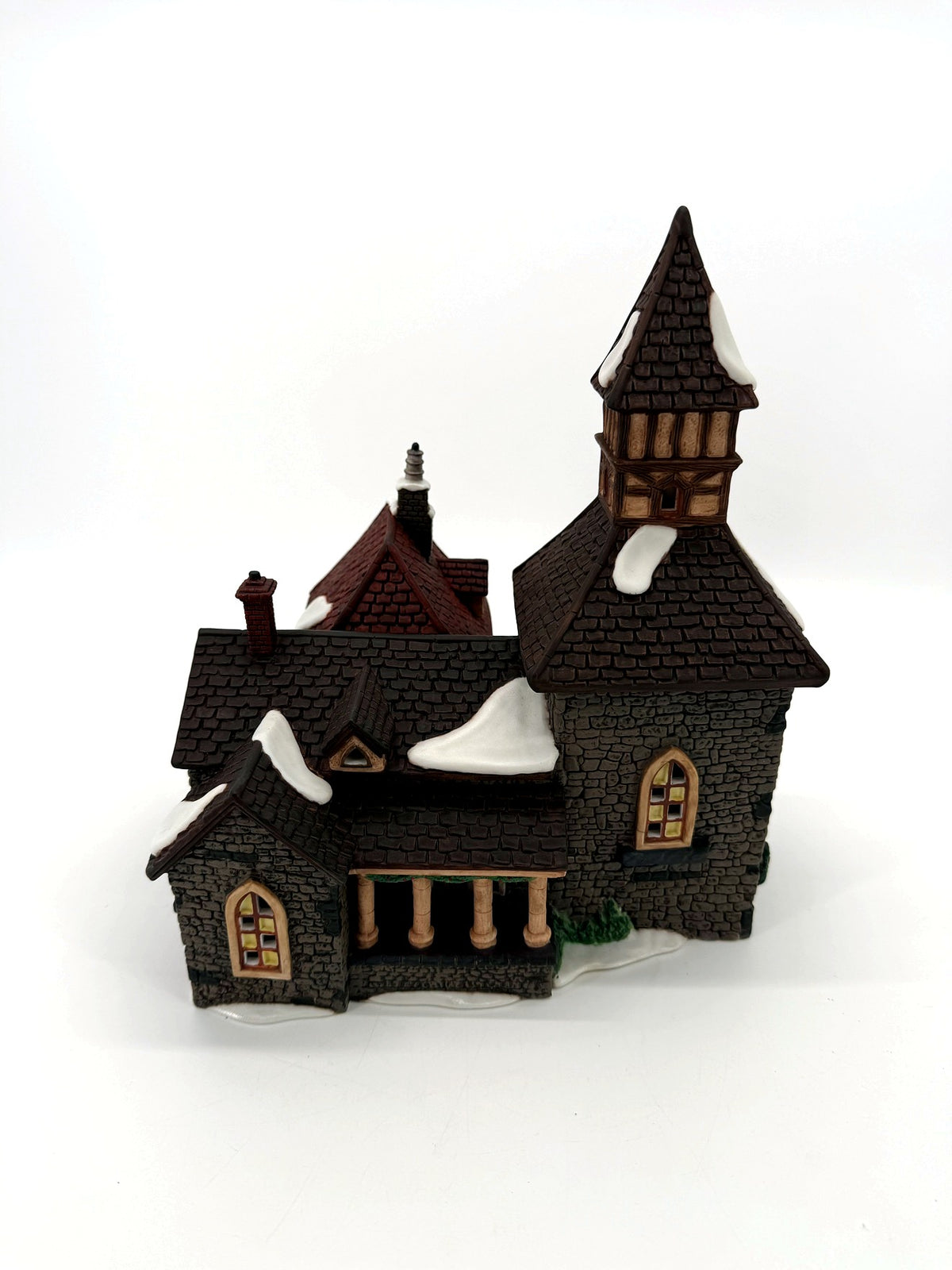 Department 56 Dickens' Village The Olde Camden Town Church 1996 #58346 – side view with columned porch