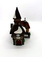 Department 56 Dickens' Village The Olde Camden Town Church 1996 #58346 – front view from above showing the snow-covered roofs