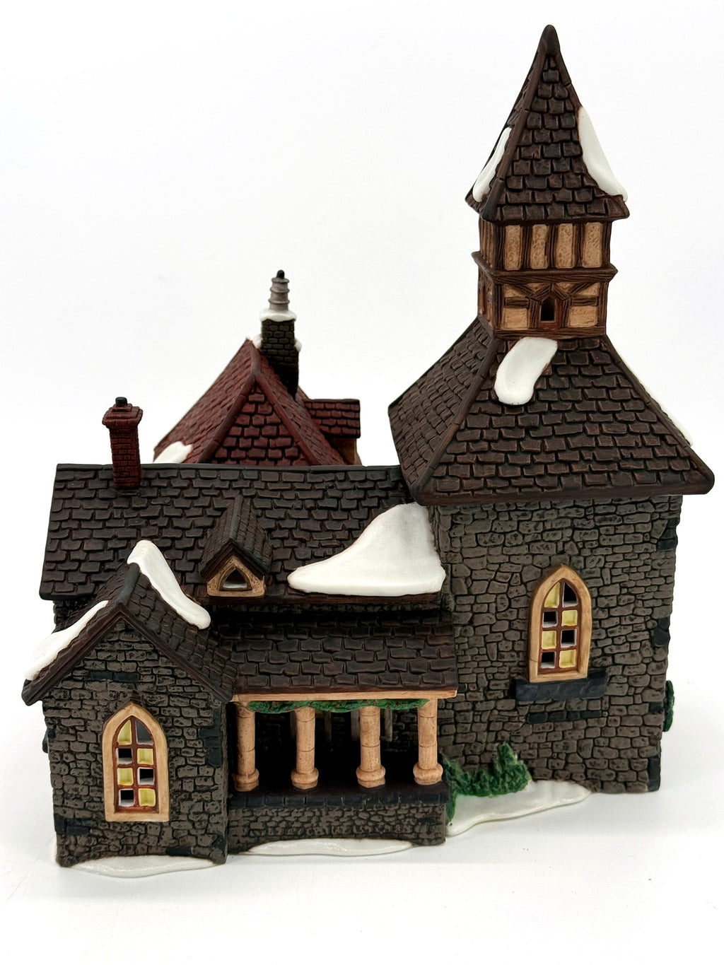 Department 56 Dickens' Village The Olde Camden Town Church 1996 #58346 – side view with porch and tower