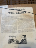 Reverse — the printed Will Moses biography sheet attached to the backing