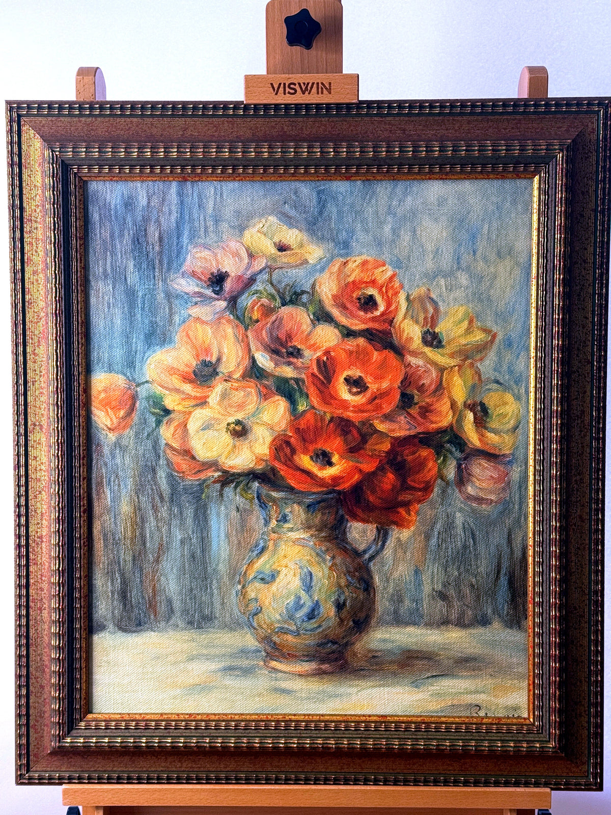 Paragon Picture Gallery Renoir Vase d'Anemones framed reproduction — front view on an easel
