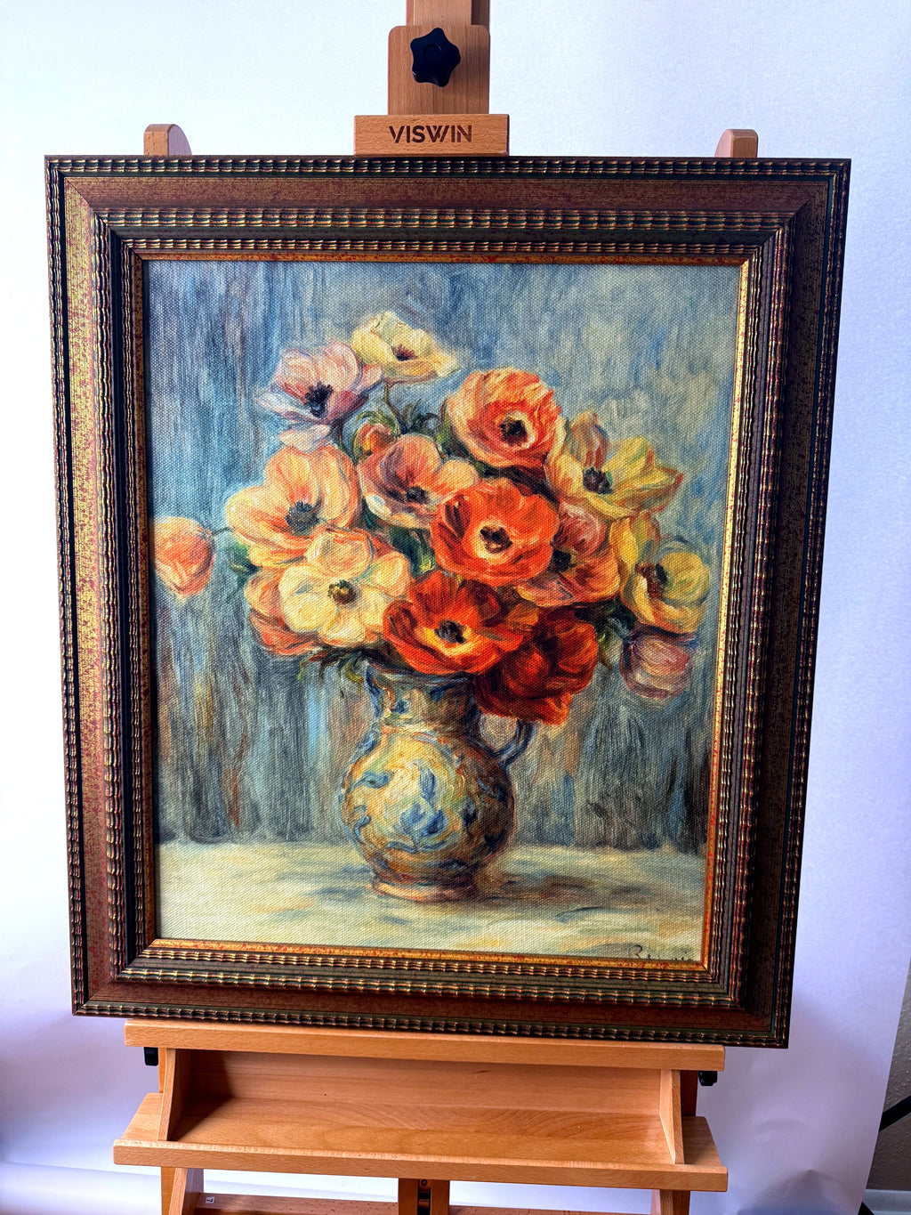 Paragon Picture Gallery Renoir Vase d'Anemones framed reproduction — front view on an easel