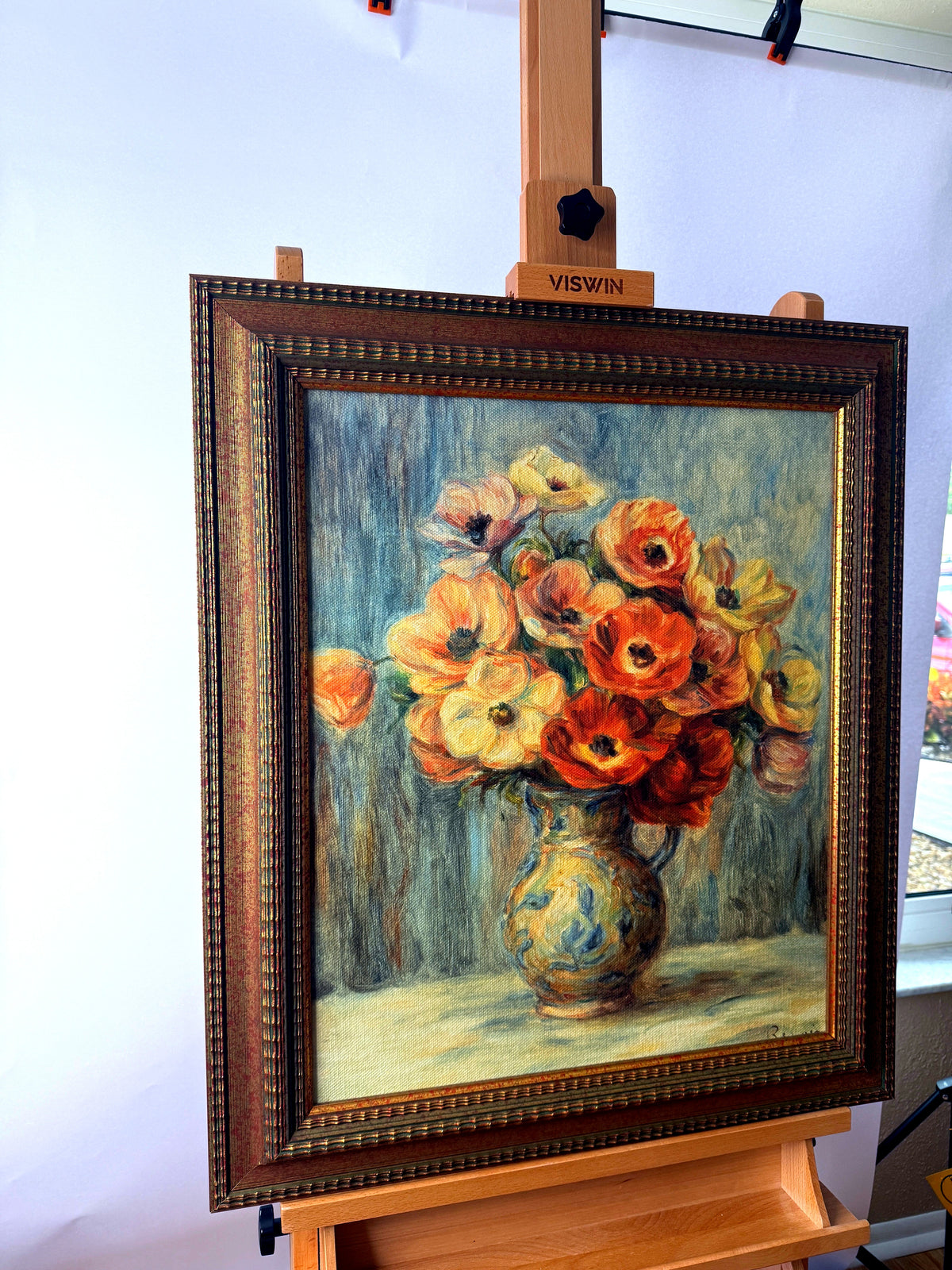 Paragon Picture Gallery Renoir Vase d'Anemones framed reproduction — front view from a right angle