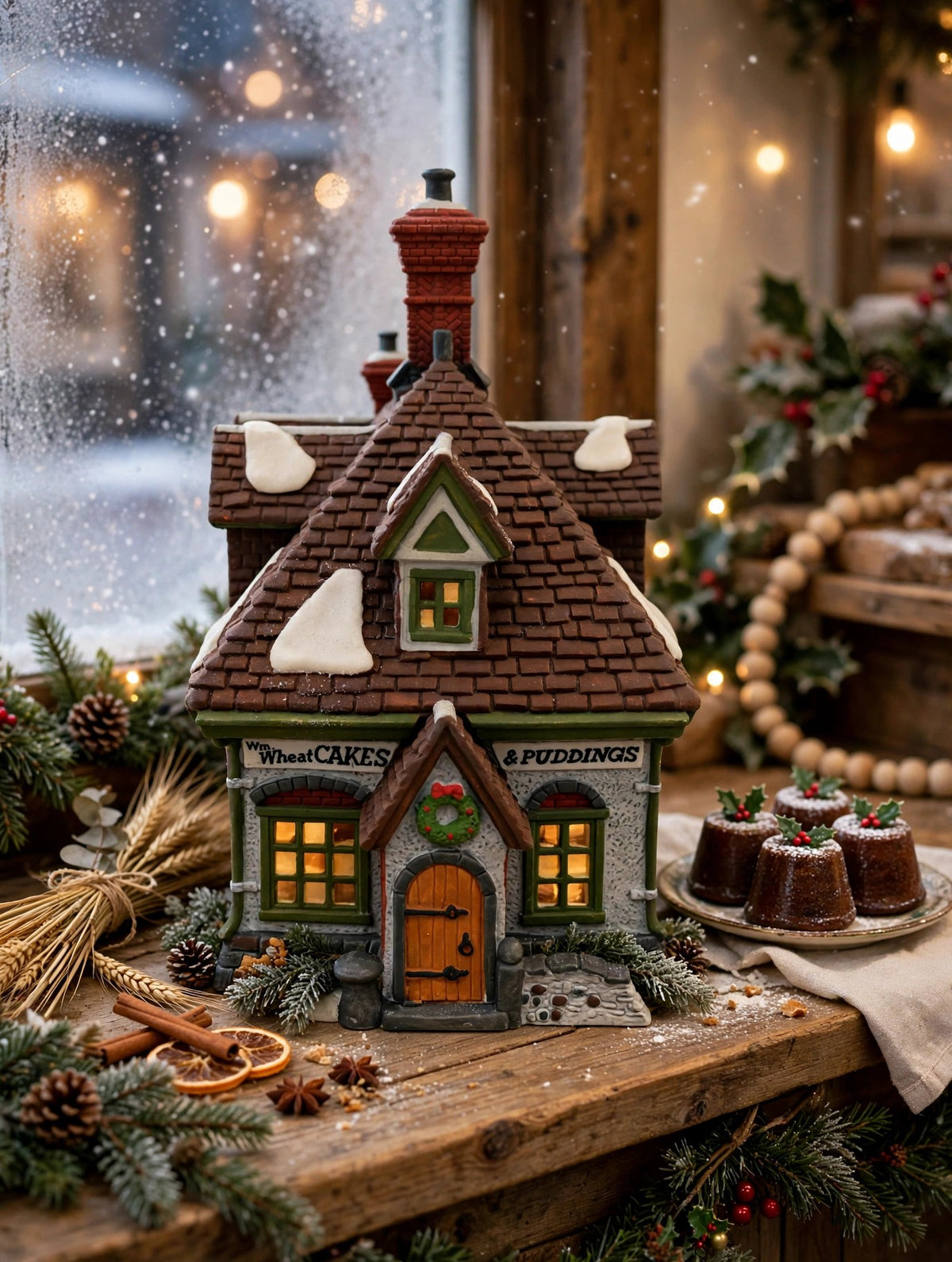 Wm. Wheat Cakes & Puddings #5808-7 — styled bakery counter display, display inspiration