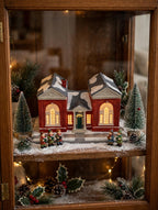 Hawthorne The Library in a styled display cabinet Christmas scene (display inspiration; only the library building is included)