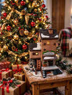 Styled photo - Great Denton Mill beside a decorated Christmas tree (display inspiration)