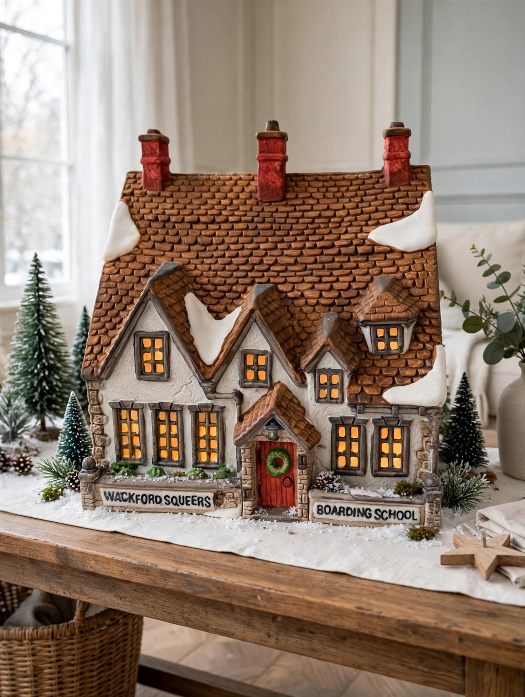 Styled display inspiration: Wackford Squeers Boarding School as a console-table village centerpiece (display inspiration)