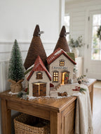 Bishops Oast House in a styled console table Christmas display (display inspiration; only the building is included)