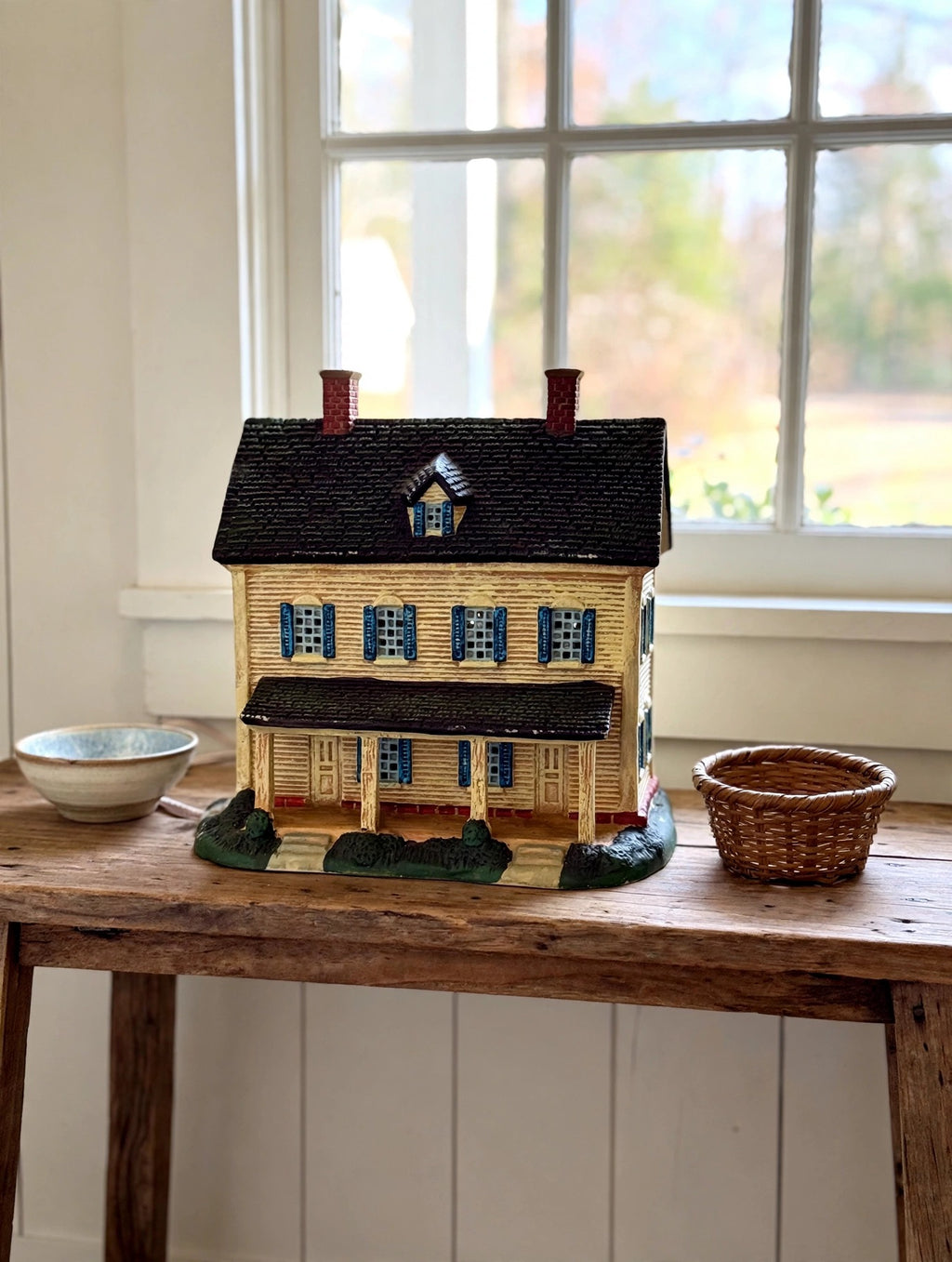 Meadowbrook Farm House styled on an entryway console table — display inspiration