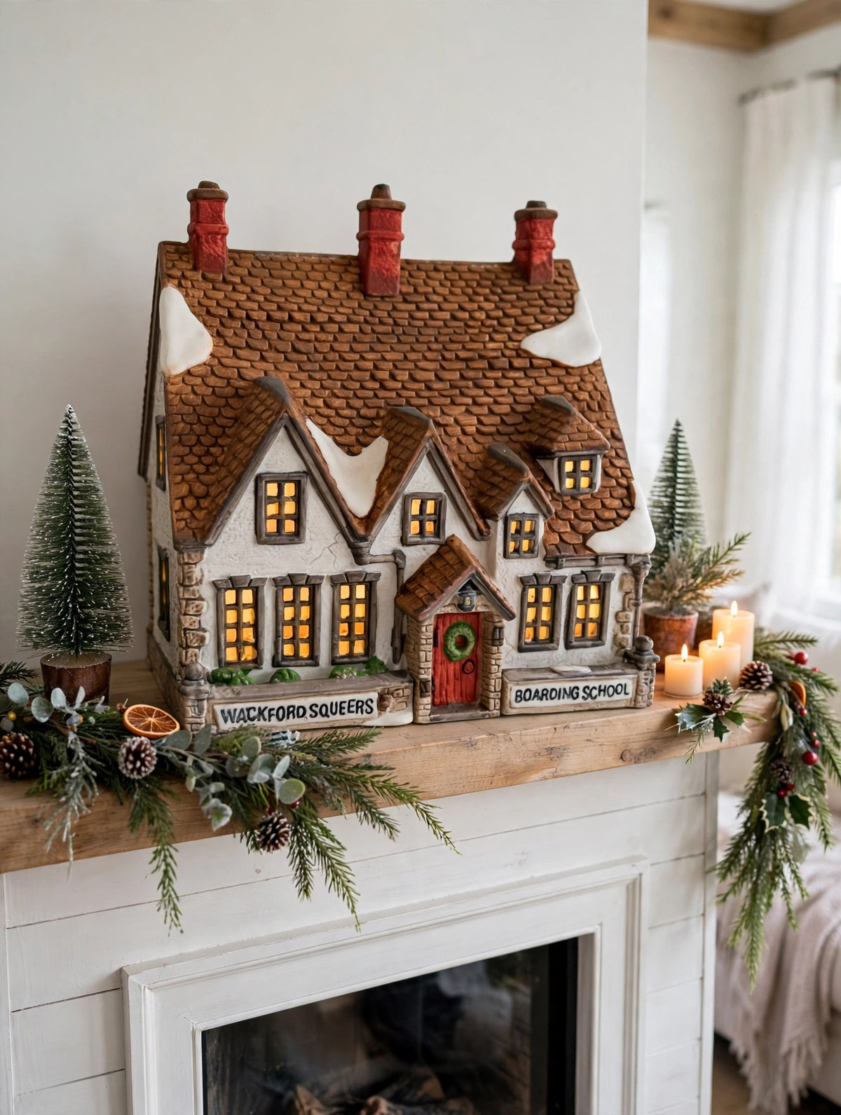 Styled display inspiration: Wackford Squeers Boarding School on a Christmas mantel (display inspiration)