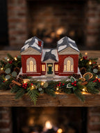 Hawthorne The Library in a styled fireplace mantel Christmas display (display inspiration; only the library building is included)
