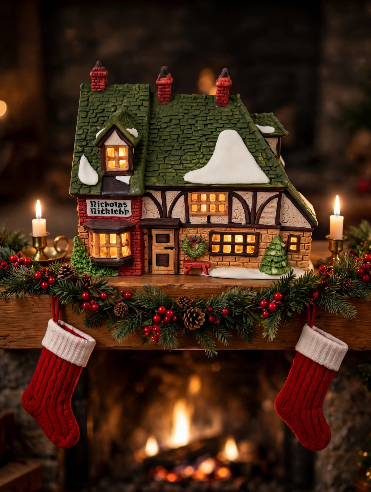 Styled photo - Nicholas Nickleby Cottage on a fireplace mantel (display inspiration)