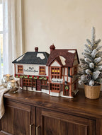 Department 56 Dickens' Village The Old Curiosity Shop #5905-6 — styled Christmas sideboard display (display inspiration)