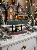 Victoria Station Train Platform in a Christmas village railway display with a station behind — styled scene, display inspiration only (enhanced photo)