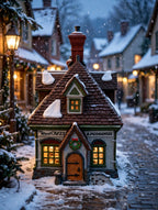 Wm. Wheat Cakes & Puddings #5808-7 — styled Christmas village street scene, display inspiration
