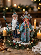 Grandfather Frost & Snowmaiden as a festive Christmas dining table centerpiece with candles - display inspiration