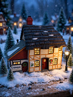 Styled photo - Mr. & Mrs. Pickle Cottage in a Christmas village display (display inspiration)