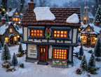 Department 56 Tutbury Printer, Dickens' Village, 1990 – shown in a Dickens-style village scene at dusk (styled display inspiration)