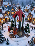 Department 56 Christmas Bells, 1996 Special Event Piece, Heritage Village Collection – shown in a snowy miniature village square at dusk (styled display inspiration)