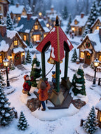 Department 56 Christmas Bells, 1996 Special Event Piece, Heritage Village Collection – shown in a snowy miniature village square at dusk (styled display inspiration)